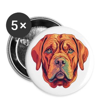Bordeauxdoggen Hunderasse Aquarell Karikatur Ka - Buttons groß 56 mm (5er Pack) - Weiß - Vorne