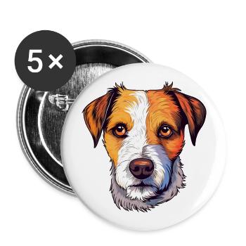 Parson Russell Terrier Dog Breed Watercolor Cartoo - Buttons large 2.2''/56 mm (5-pack) - white - Front