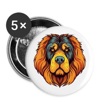 Tibetischer Mastiff Hunderasse Aquarell Karikatur Kawai - Buttons groß 56 mm (5er Pack) - Weiß - Vorne