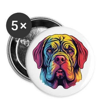Neapolitan Mastiff Dog Breed Watercolor Cartoon Ka - Buttons large 2.2''/56 mm (5-pack) - white - Front