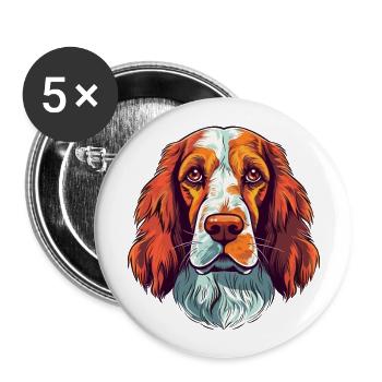 Welsh Springer Spaniel Dog Breed Watercolor Cartoo - Buttons large 2.2''/56 mm (5-pack) - white - Front