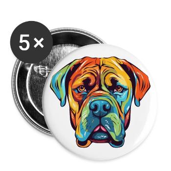 Boerboel Hunderasse Aquarell Karikatur Kawaii Farbe - Buttons groß 56 mm (5er Pack) - Weiß - Vorne