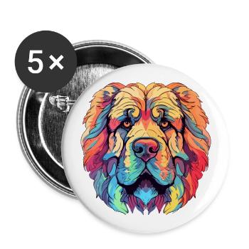 Leonberger Dog Breed Watercolor Cartoon Kawaii Col - Buttons large 2.2''/56 mm (5-pack) - white - Front