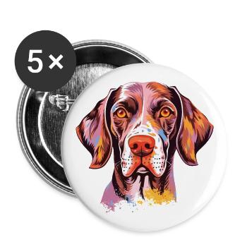 German Shorthaired Pointer Dog Breed Watercolor Ca - Buttons large 2.2''/56 mm (5-pack) - white - Front
