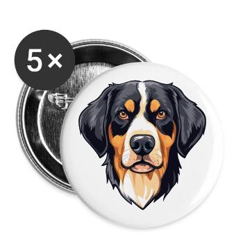 Entlebucher Mountain Dog Breed Aquarelle Cartoon - Lot de 5 grands badges (56 mm) - blanc - Devant