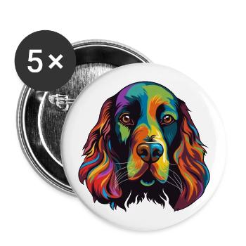 Feld Spaniel Hunderasse Aquarell Karikatur Kawaii - Buttons groß 56 mm (5er Pack) - Weiß - Vorne