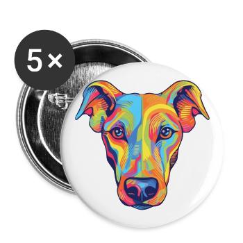 Windhund Hunderasse Aquarell Karikatur Kawaii Colo - Buttons groß 56 mm (5er Pack) - Weiß - Vorne