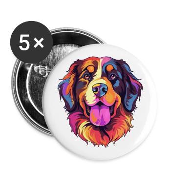 Hovawart Hunderasse Aquarell Karikatur Kawaii Farbe - Buttons groß 56 mm (5er Pack) - Weiß - Vorne