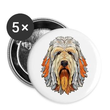 Komondor chien race aquarelle dessin animé Kawaii couleur - Lot de 5 grands badges (56 mm) - blanc - Devant
