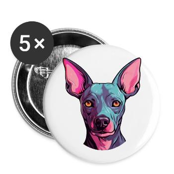 American Hairless Terrier Hunderasse Aquarell Auto - Buttons groß 56 mm (5er Pack) - Weiß - Vorne