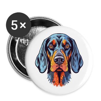 Bluetick Coonhound Dog Breed Watercolor Cartoon Ka - Buttons large 2.2''/56 mm (5-pack) - white - Front