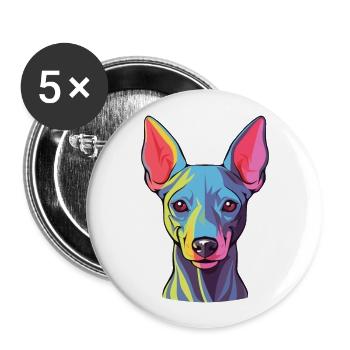 American Hairless Terrier Hunderasse Aquarell Auto - Buttons groß 56 mm (5er Pack) - Weiß - Vorne