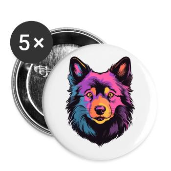 Schipperke Hunderasse Aquarell Karikatur Kawaii Col - Buttons groß 56 mm (5er Pack) - Weiß - Vorne