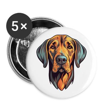 Plott chien chien race aquarelle dessin animé Kawaii Co - Lot de 5 grands badges (56 mm) - blanc - Devant