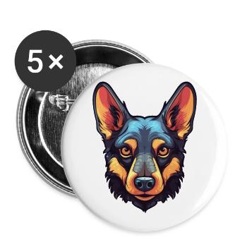 Australischer Kelpie Hund Rasse Aquarell Karikatur Kaw - Buttons groß 56 mm (5er Pack) - Weiß - Vorne