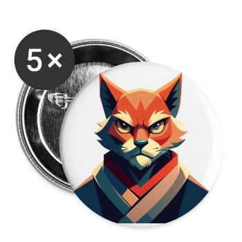 Angry Cat - Buttons groß 56 mm (5er Pack) - Weiß - Vorne