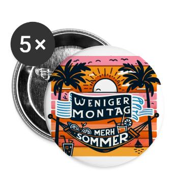 Sommervibes (Weniger Montag, mehr Sommer) - Buttons groß 56 mm (5er Pack) - Weiß - Vorne