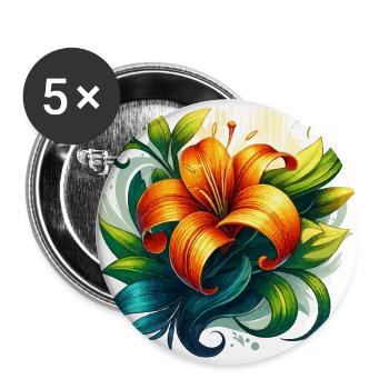 Strahlende BlüteGross - Buttons groß 56 mm (5er Pack) - Weiß - Vorne