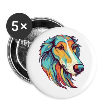 Silken Windhound Dog Breed Watercolor Cartoon Kawa - Buttons large 2.2''/56 mm (5-pack) - white - Front