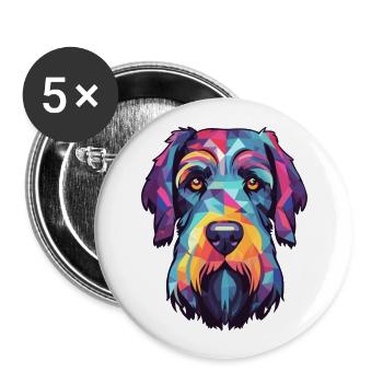 Giant Schnauzer Dog Breed Watercolor Cartoon Kawai - Buttons large 2.2''/56 mm (5-pack) - white - Front
