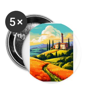 Tuscany Italy Vintage Travel Poster WPA Souvenir - Buttons large 2.2''/56 mm (5-pack) - white - Front