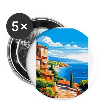 Côte d Azur Frankreich Vintage Reiseplakat Souvenir - Buttons groß 56 mm (5er Pack) - Weiß - Vorne
