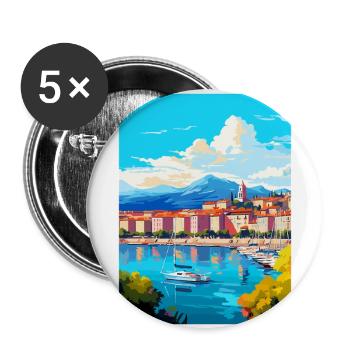 Cannes France Vintage Travel Poster WPA Souvenir - Buttons large 2.2''/56 mm (5-pack) - white - Front