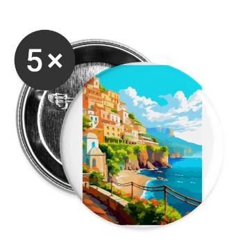 Amalfi Italy Vintage Travel Poster WPA Souvenir - Buttons large 2.2''/56 mm (5-pack) - white - Front