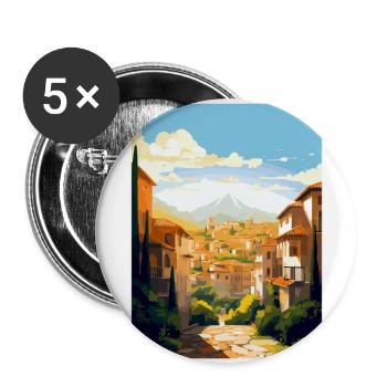 Granada Spain Vintage Travel Poster WPA Souvenir - Buttons large 2.2''/56 mm (5-pack) - white - Front
