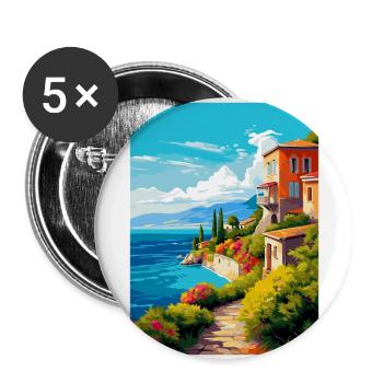 Korfu Griechenland Vintage Reiseplakat WPA Souvenir - Buttons groß 56 mm (5er Pack) - Weiß - Vorne