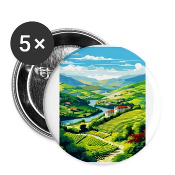 Douro-Tal Portugal Vintage Reiseposter WPA - Buttons groß 56 mm (5er Pack) - Weiß - Vorne