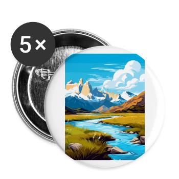 Torres Del Paine Affiche de voyage vintage souvenir - Lot de 5 grands badges (56 mm) - blanc - Devant