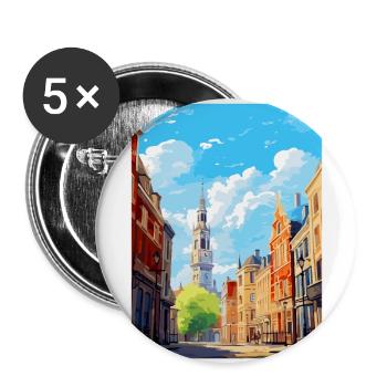 Lille Frankreich Vintage Reiseplakat WPA Souvenir - Buttons groß 56 mm (5er Pack) - Weiß - Vorne