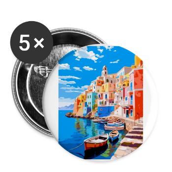 Ponza Italy Vintage Travel Poster WPA Art Souvenir - Buttons large 2.2''/56 mm (5-pack) - white - Front