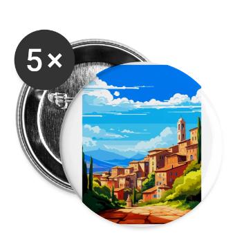 Pérouse Italie Affiche de voyage vintage WPA Souvenir - Lot de 5 grands badges (56 mm) - blanc - Devant