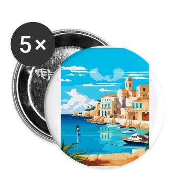 Menorca Spanien Vintage Reiseplakat WPA Souvenir - Buttons groß 56 mm (5er Pack) - Weiß - Vorne