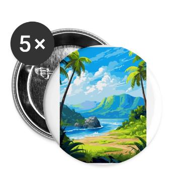 Parc national de la Guadeloupe France Affiche de voyage WPA - Lot de 5 grands badges (56 mm) - blanc - Devant