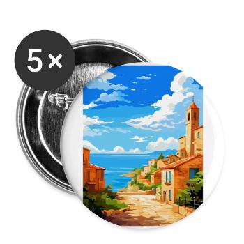 Tarragona Spanien Vintage Reiseplakat Souvenir WPA - Buttons groß 56 mm (5er Pack) - Weiß - Vorne