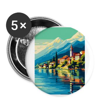 Lake Como Italy Vintage Travel Poster Souvenir WPA - Buttons large 2.2''/56 mm (5-pack) - white - Front