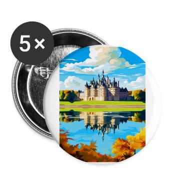 Loire Valley France Vintage Travel Poster Souvenir - Buttons large 2.2''/56 mm (5-pack) - white - Front