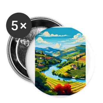 Douro-Tal Portugal Vintage Reiseposter WPA - Buttons groß 56 mm (5er Pack) - Weiß - Vorne