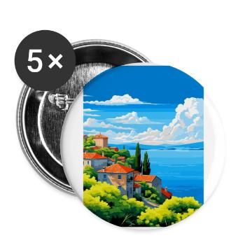 Bolsenasee Italien Vintage Reiseplakat Souvenir - Buttons groß 56 mm (5er Pack) - Weiß - Vorne