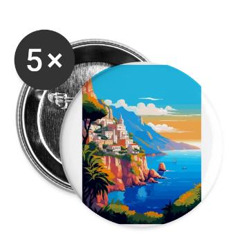 Capri Italien Vintage Reiseplakat WPA Kunst Souvenir - Buttons groß 56 mm (5er Pack) - Weiß - Vorne