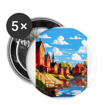 Porvoo Finlande Affiche de voyage vintage souvenir WPA - Lot de 5 grands badges (56 mm) - blanc - Devant