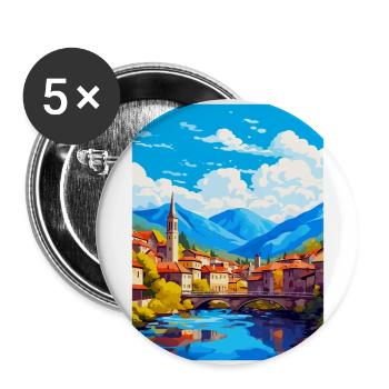 Sarajevo Bosnia Herzegovina Vintage Travel Poster - Buttons large 2.2''/56 mm (5-pack) - white - Front