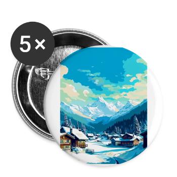 Davos Suisse Affiche de voyage vintage souvenir - Lot de 5 grands badges (56 mm) - blanc - Devant