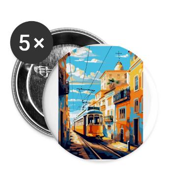 Lisbon Portugal Vintage Travel Poster Souvenir WPA - Buttons large 2.2''/56 mm (5-pack) - white - Front