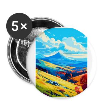 Bieszczady Pologne Affiche de voyage vintage souvenir - Lot de 5 grands badges (56 mm) - blanc - Devant