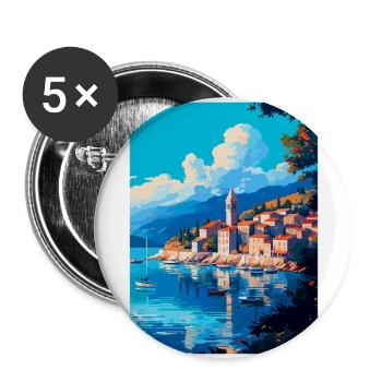 Cavtat Kroatien Vintage Reiseplakat Souvenir WPA - Buttons groß 56 mm (5er Pack) - Weiß - Vorne