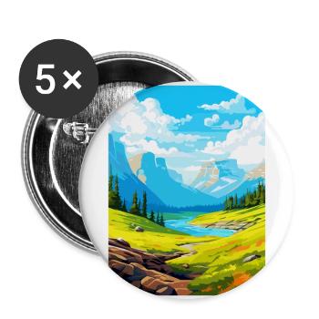 Pyrenäen-Nationalpark Frankreich Reiseplakat WPA - Buttons groß 56 mm (5er Pack) - Weiß - Vorne